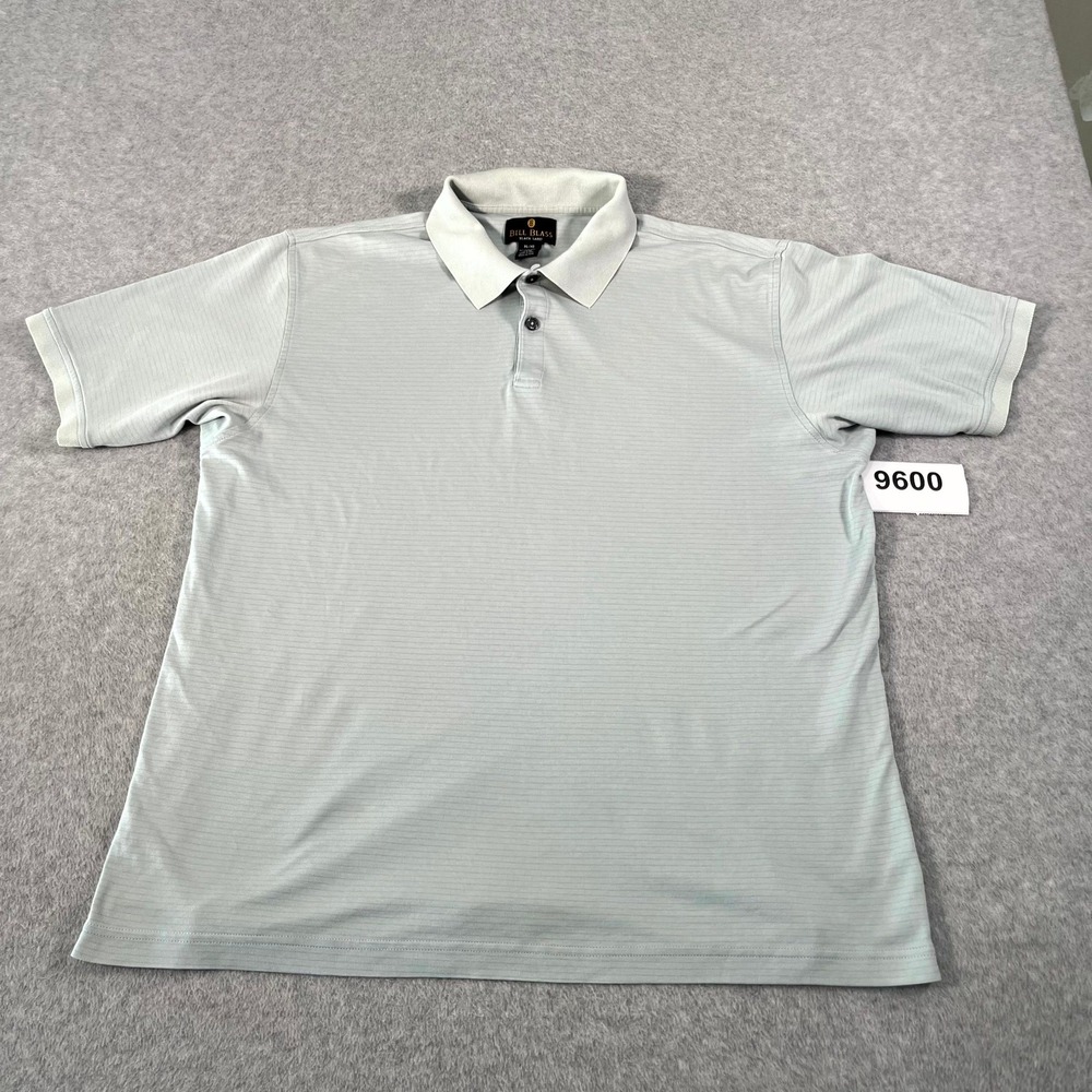 Bill Blass Polo Shirt Mens XL Green Striped Pima Cotton Collared Golf Tennis